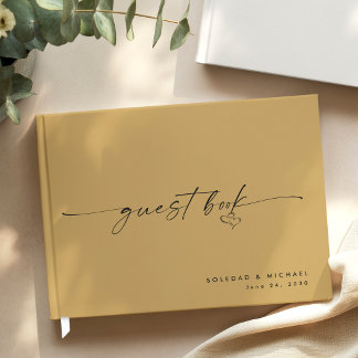 Livro De Visitas Casamento Moderno Minimalista com Letra Dourada