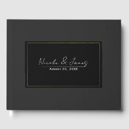Livro De Visitas Casamento Moderno Minimalista Elegante Preto Cinza