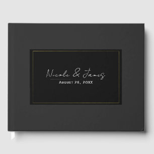 Livro De Visitas Casamento Moderno Minimalista Elegante Preto Cinza
