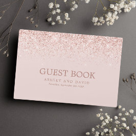 Livro De Visitas Casamento Moderno Rosa Dourado Confete Bege