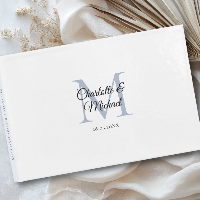 Livro De Visitas Casamento Monograma (Customer-specific, simple, elegant, classic,monogram, white, wedding guest book with your names and.)