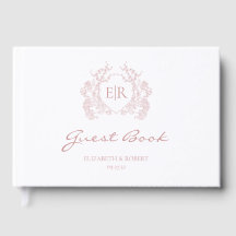 Casamento Monograma Floral Rosa Empoeirado Vintage