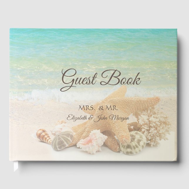 Livro De Visitas Casamento na Praia Conchas Marinhas (Frente)