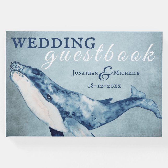 Livro De Visitas Casamento Náutico de Praia da Baleia Humpback com  (Frente)