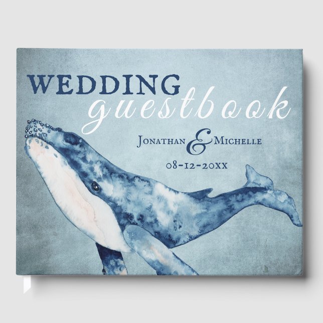 Livro De Visitas Casamento Náutico de Praia da Baleia Humpback com  (Frente)
