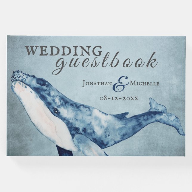Livro De Visitas Casamento Náutico de Praia da Baleia Humpback com  (Frente)