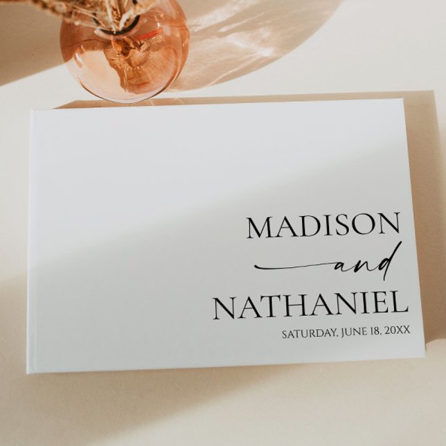 Livro De Visitas Casamento Negra Branco Elegante Moderno Minimalist (Criador carregado)