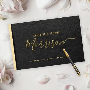 Livro De Visitas Casamento negro com guião simples e moderno