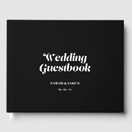 Livro De Visitas Casamento Negro da Caligrafia Mínima Elegante