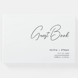 Livro De Visitas Casamento Negro e Branco minimalista moderno