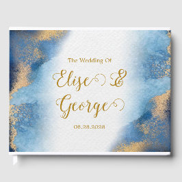 Livro De Visitas Casamento Oceano Azul e Ouro