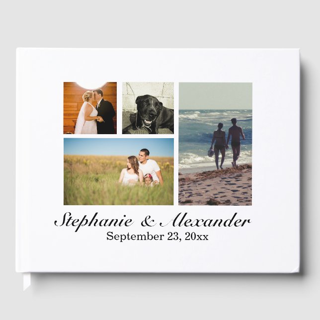 Livro De Visitas Casamento ou Elegante White Modern 4 Fotografia (Frente)