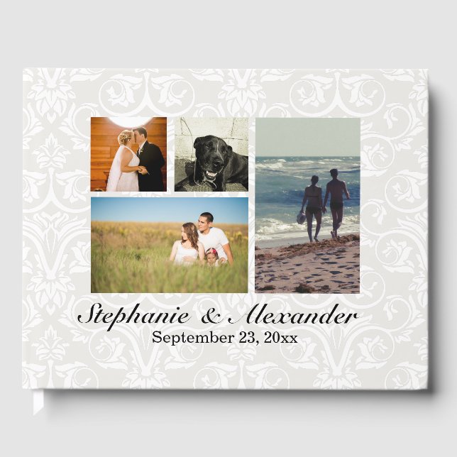 Livro De Visitas Casamento ou evento fotográfico Elegante White Dam (Frente)