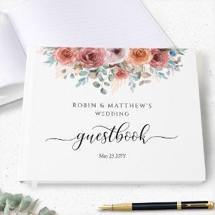 Livro De Visitas Casamento ou outro, Dusty Blue Eethal Floral