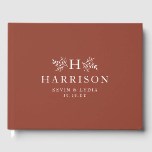 Livro De Visitas Casamento outono de ferrugem do monograma russo