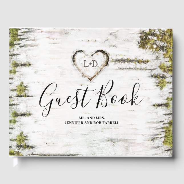 Livro De Visitas Casamento outono Russo Birch Heart (Frente)