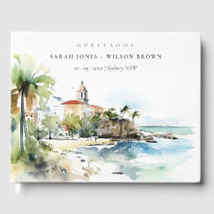 Livro De Visitas Casamento Paisagem Aquarela em San Juan Porto Rico