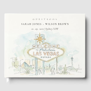 Livro De Visitas Casamento Paisagem Aquarela Las Vegas Nevada