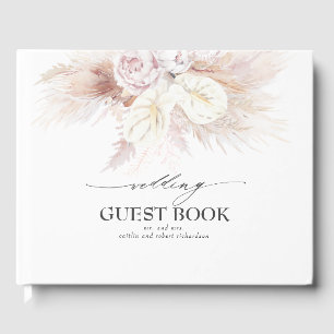 Livro De Visitas Casamento Pampas Grass e White Anthuriums