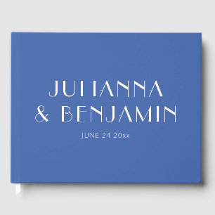 Livro De Visitas Casamento Personalizado Azul Francês Elegante Mini