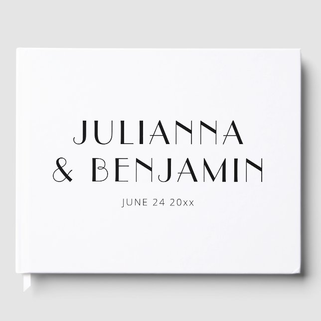 Livro De Visitas Casamento Personalizado Branco Elegante Minimalist (Frente)
