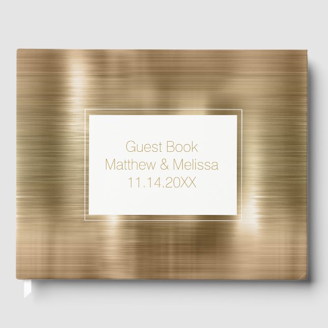 Livro De Visitas Casamento Personalizado Chic Dourado (Frente)