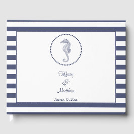 Livro De Visitas Casamento Personalizado de Cavalo de Mar Náutico