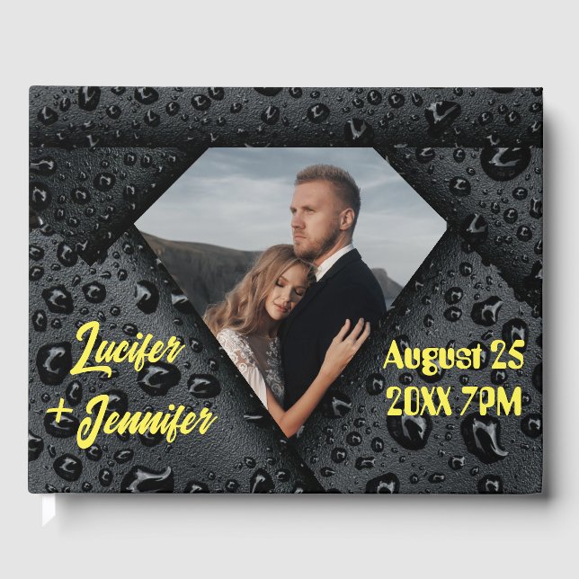 Livro De Visitas Casamento Personalizado de Diamante de Ouro Elegan (Frente)