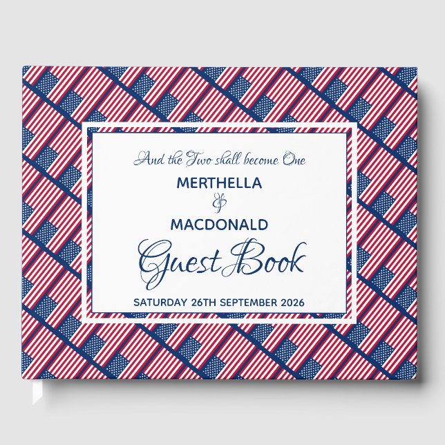 Livro De Visitas Casamento Personalizado de Escritura FLAG da AMÉRI (Frente)