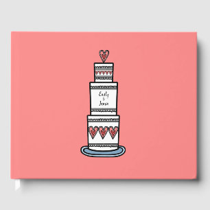 Livro De Visitas Casamento Personalizado De Ilustração De Bolo De C