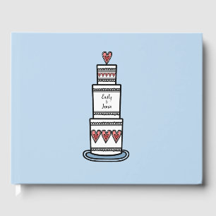 Livro De Visitas Casamento Personalizado De Ilustração De Bolo De C