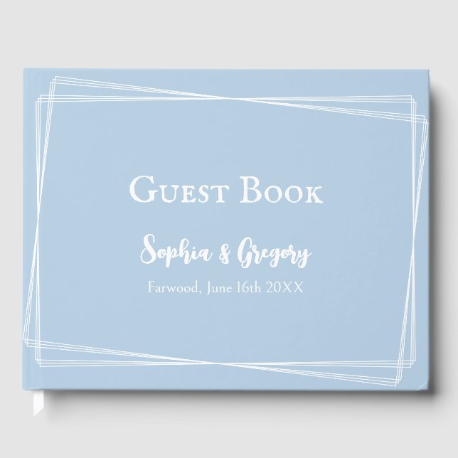 Livro De Visitas Casamento Personalizado De Script Branco Elegante  (Frente)