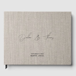 Livro De Visitas Casamento Personalizado Moderno Minimalista Linho
