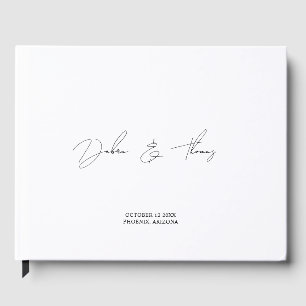 Livro De Visitas Casamento Personalizado Moderno Minimalista Preto