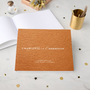 Livro De Visitas Casamento Personalizado Monograma Faux Leather