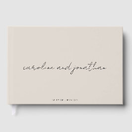 Livro De Visitas Casamento Personalizado Nome Marfim Creme Elegante