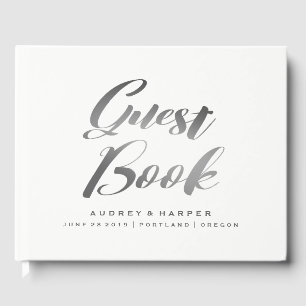 Livro De Visitas Casamento personalizado simples do cinza de prata