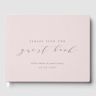 Livro De Visitas Casamento Personalizável Moderno Cor-de-Rosa Pálid