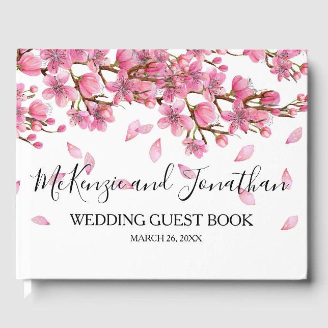 Livro De Visitas Casamento Pink Cherry Blossoms (Frente)