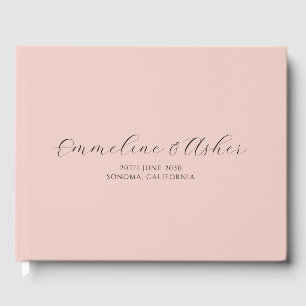 Livro De Visitas Casamento Pink Personalizado de Serif de Script de
