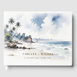 Livro De Visitas Casamento por Aquarela de Palma da Praia Bali da C