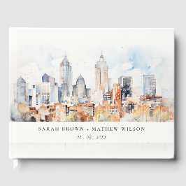 Livro De Visitas Casamento por Aquarela de Skyline do Elegante Denv