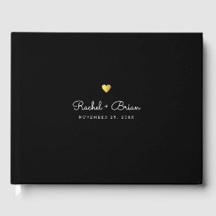 Livro De Visitas casamento preto chique elegante minimalista