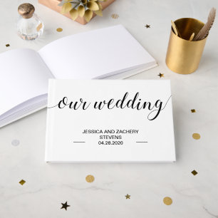 Livro De Visitas Casamento Preto e Branco Elegante