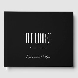 Livro De Visitas Casamento preto e branco minimalista simples