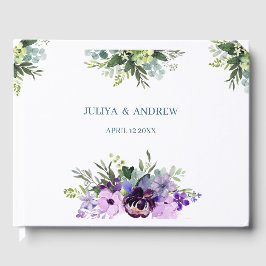 Livro De Visitas Casamento Purple Floral