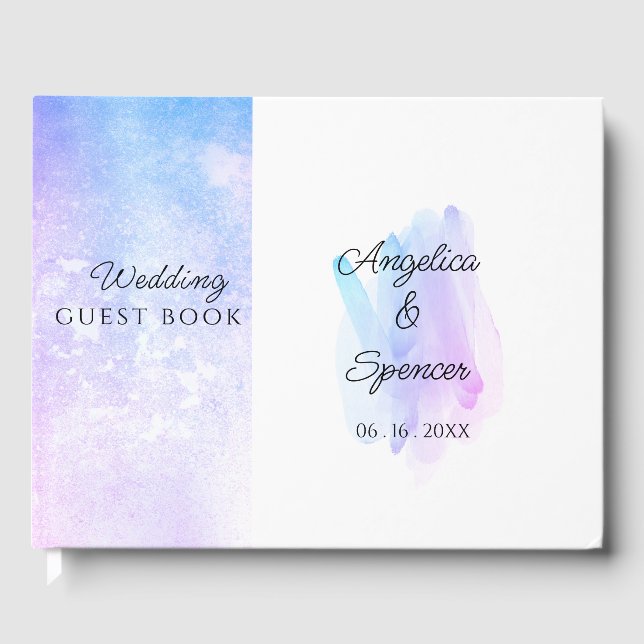 Livro De Visitas Casamento púrpura de cor azul esbranquiçada minima (Frente)