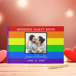 Livro De Visitas Casamento Rainbow Striped Foto Orgulho gay LGBTQ