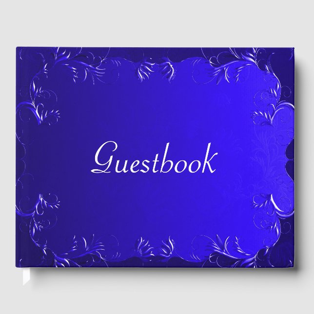 Livro De Visitas Casamento Real Azul Elegante (Frente)
