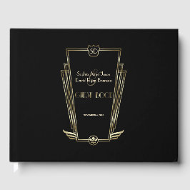 Livro De Visitas Casamento Real Dourado de Deco Monograma de Arte N